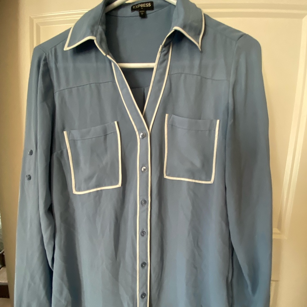 Light Blue long sleeved Express Work Blouse